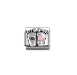 Nomination Composable Link Baby Feet with Pink Heart