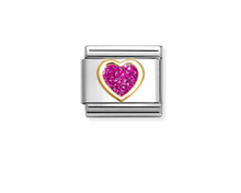 Load image into Gallery viewer, Nomination Composable Link Gold Fuchsia Glitter Heart
