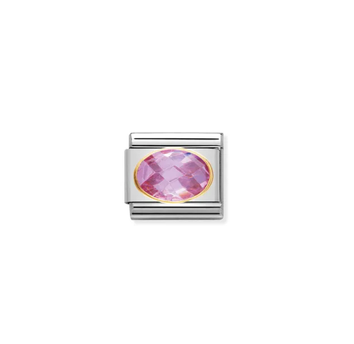 Nomination Composable Link Oval Pink and Faceted Stones
