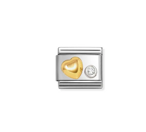Nomination Composable Link Raised Heart with White CZ