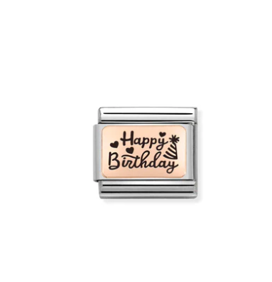 Nomination Composable Link Rose Gold Happy Birthday with Party Hat