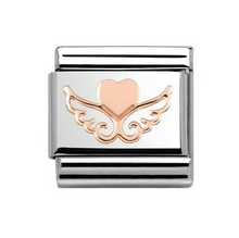 Load image into Gallery viewer, Nomination Composable Link Rose Gold Heart with Angel Wings
