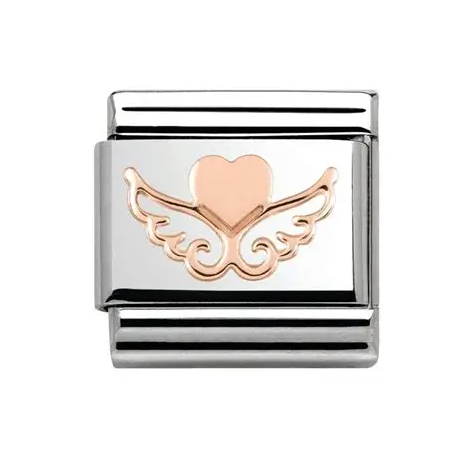 Nomination Composable Link Rose Gold Heart with Angel Wings
