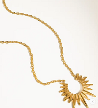 Load image into Gallery viewer, Muse Non-Tarnish Gold Sun Necklace
