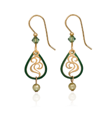 Open Green Tear Drop Earrings