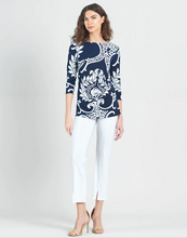 Load image into Gallery viewer, Paisley Print Soft Tunic Navy/White
