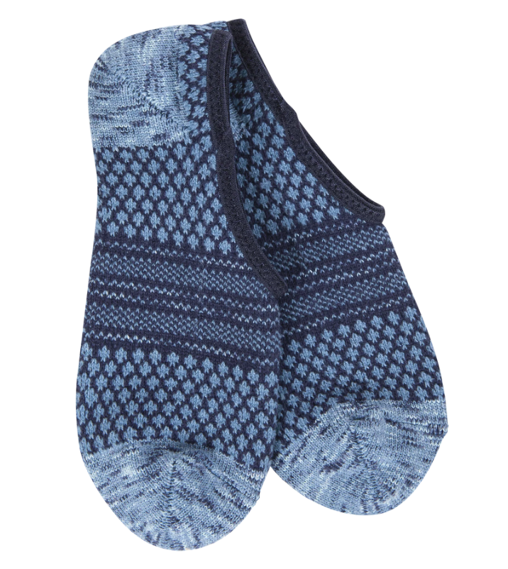 Peacoat Blue Multi No Show Socks