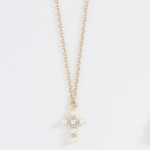 Pearl Cross Gold Necklace