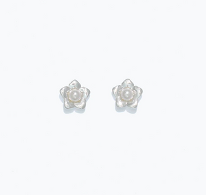Pearl Flower Earrings in Gold or Silver by Periwinkle