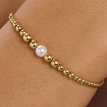 Load image into Gallery viewer, Perfect Stainless Steel Gold Pearl Bead Bracelet by Brosway
