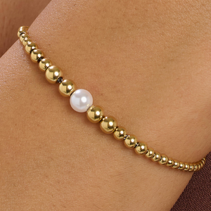 Perfect Stainless Steel Gold Pearl Bead Bracelet by Brosway