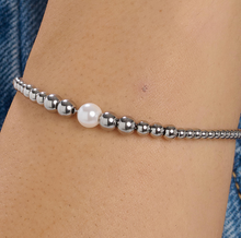Load image into Gallery viewer, Perfect Stainless Steel Silver Pearl Bead Bracelet by Brosway
