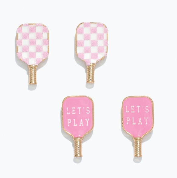 Pink Pickleball Paddle Earrings