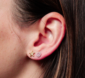 Pink Juliet Gold Stud Earrings