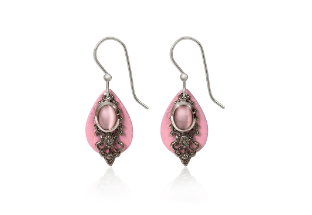 Pink Tear Drops with Clear Stones