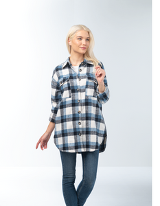 Plaid Button Up Jacket in Blue or Black