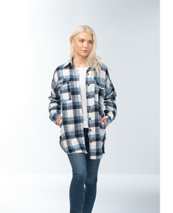 Plaid Button Up Jacket in Blue or Black