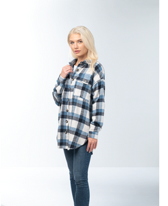 Plaid Button Up Jacket in Blue or Black