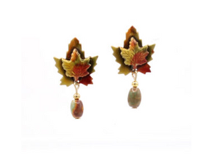 Post Autumn Leaves with Bead Earrings