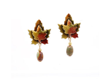 Post Autumn Leaves with Bead Earrings