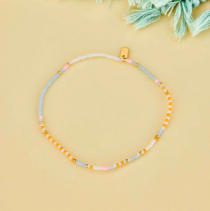 Pura Vida Pineapple Crush Seed Bead Stretch Anklet