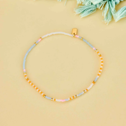 Pura Vida Pineapple Crush Seed Bead Stretch Anklet