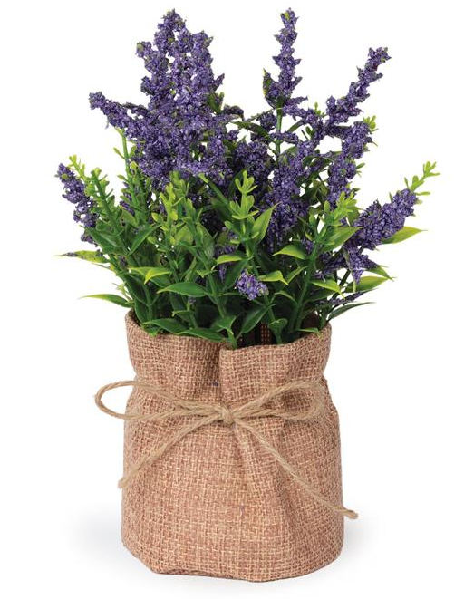 Purple Floral in Burlap Bag