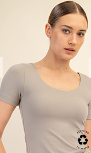 Buttery Soft Short Sleeve Top Stone Taupe