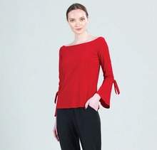 Load image into Gallery viewer, Red Off Shoulder Bell Sleeve Top By Clara Sunwoo
