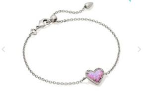 Ari Heart Bubblegum Chain Bracelet- Silver Rhodium