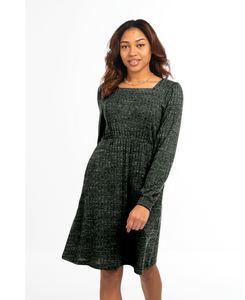 Ribbed Knit Dress in Fern
