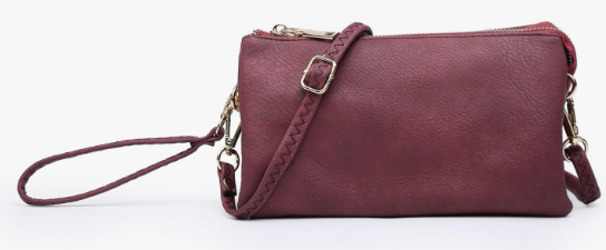 Riley Vegan Crossbody/ Wristlet in Maroon
