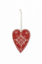 Load image into Gallery viewer, Scandinavian-Style Folk Art Heart Ornaments--3 Assorted
