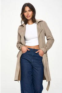 Scarlette Allen Trench Coat in Taupe - SO SOFT!
