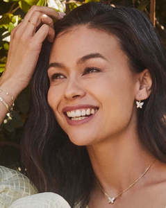 Kendra Scott Gold Lillia Crystal Butterfly Drop Earrings In White Crystal