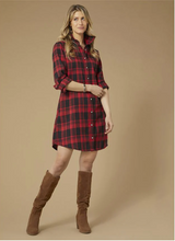Load image into Gallery viewer, Joy Red Plaid Tunic Dress or Shacket SALE size L/XL only
