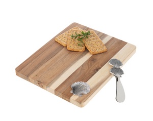 Silver Shells Rectangle Cutting Board and Spreader