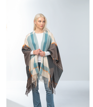 Load image into Gallery viewer, Plaid Wrap in Teal and Chocolate
