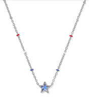 Load image into Gallery viewer, Kendra Scott Mini Cassidy Pendant Necklace Rhodium - Colbalt Blue Illusion
