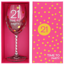 Load image into Gallery viewer, 21st Birthday 16oz Crystal Wine Glass - Boxed Gift
