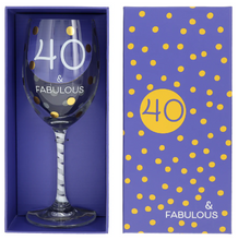 Load image into Gallery viewer, 40th Birthday 16oz Crystal Wine Glass - Boxed Gift
