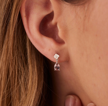 Load image into Gallery viewer, Sterling Silver Pink Teardrop Cubic Zirconia Earrings
