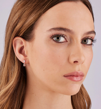 Load image into Gallery viewer, Sterling Silver Pink Teardrop Cubic Zirconia Earrings

