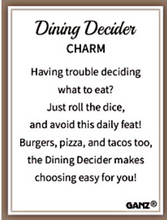 Load image into Gallery viewer, Dining Decider Dice Charms with Saying
