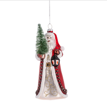 Load image into Gallery viewer, Santa with Tree Glass Ornament
