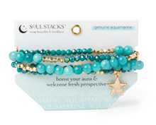 Load image into Gallery viewer, Aquamarine Wrap Bracelet -turquoise beads
