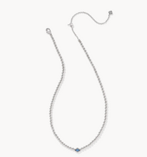 Load image into Gallery viewer, Kendra Scott Abbie Beaded Necklace Rhodium Light Blue Mother of Pearl
