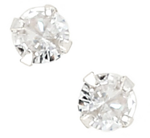 Thank You Sterling Silver 5mm Cubic Zirconium Earrings