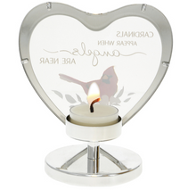 Load image into Gallery viewer, Cardinals Appear 5&quot; Glass Heart Tea Light Holder
