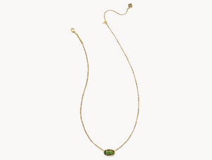 Kendra Scott Elisa Bamboo Frame Necklace Gold Sage Serpentine